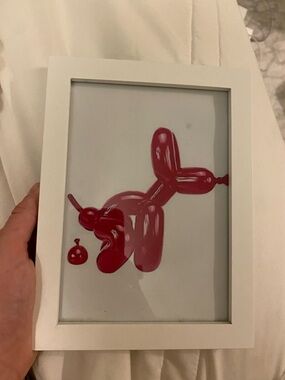 Balloon Dog Print in Pink White Frame